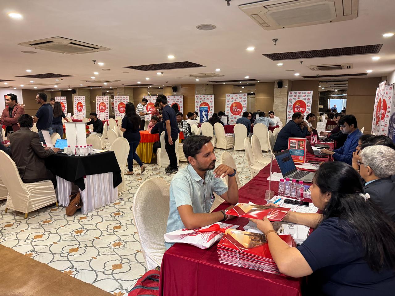 Students at a university counselling desk during ESPI's Eduabroad Expo